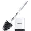 Fowooyeen Scopino WC Silicone, Spazzolone Bagno Montaggio a Parete, Bianco | scopettino wc silicone, scovolino con asta in acciaio inox, testa piatta flessibile per sotto il bordo, spazzola bagno