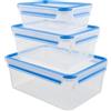Emsa Clip & Close 017032508567 Contenitore Salvafreschezza, Plastica, Set 3 Pezzi, 1 l, 2.3 l e 3.7 l