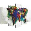 B&D XXL - Quadro 200x100 cm 5 Pezzi - Stampa su Tela Strutturata XXL Grande - Quadri Moderni Componibili Camera da Letto Matrimoniale - Stampe da Parete Arte - mappa del mondo k-A-0011-b-o