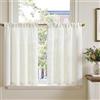 TOPICK tenda a pannello lino tenda bistrò 2 pezzi 90L x 90A cm bianco | tende da cucina lino semitrasparente filtra la luce sciarpe abbinate per soggiorno casa di campagna piccole finestre