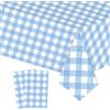 COSORO 2 Pezzi Tovaglia Plastica Rettangolare,137*274cm Tovaglia Antimacchia Impermeabile Blu Chiaro Bianco Quadri Grande,Tovaglie per Festa Decorazione Desktop per Festa di Compleanno Matrimonio Natale