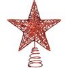 KEYIDO Puntale per albero di Natale a forma di stella rossa, per albero di Natale, in metallo, per decorazioni natalizie, 20 cm