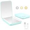 Kintion Specchio tascabile ricaricabile, ingrandimento 1X/3X, LED, compatto, da viaggio, 3 temperature di colore, dimmerabile, 400 mAh, specchio compatto portatile, piccolo specchio da borsetta da
