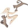 Rhinenet Statua decorativa in legno con famiglia di cuccioli di gatto, intagliata in legno, fatta a mano, statua di cucciolo carino da collezione, per casa, ufficio, soggiorno (donne+2 gatti)