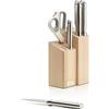 Joseph Joseph Fusion Set di 5 Pezzi con Coltelli da Cucina Giapponesi Professionali, Mannaia per Carne, Forbici, con Ceppo in Legno di Faggio
