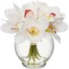 Oairse 9 fiori artificiali in vaso vero tocco, orchidea finto Cymbidium fiore in vaso di vetro con finta acqua seta bianca finta Phalaenopsis disposizione per casa matrimonio tavolo centrotavola decorazione