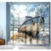 GXUNNAA Tenda da doccia nautica retrò decorativa in tessuto di poliestere impermeabile tenda da bagno con 12 ganci per box doccia, bagno, lavabile, 200 x 200 cm