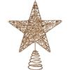 KEYIDO Puntale per albero di Natale a forma di stella di champagne, per albero di Natale, in metallo, per decorazioni natalizie, ornamenti, 20 cm