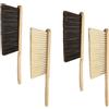 Leikurvo Set di 4 scope a mano in legno, con setole sintetiche, manico in legno, scopa a mano in legno, scopa morbida con foro nel manico per appendere, 2 grigi + 2 gialli