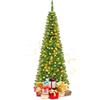 KOMFOTTEU Albero di Natale Artificiale 135/200/225 cm, Albero di Natale con Luci LED Incorporate e Supporto in Metallo, Christmas Tree con Rami in PVC, per Casa, Negozio, Ufficio, Feste (M)