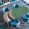 Surwin Tovaglia Ovale con Bordo Elastico, Antiscivolo Elastico Copritavolo Ovale Antimacchia Protezione Tavolo Casa Ristorante Sala da Pranzo Giardino -3D Geometria Moderna (Verde,107x173cm)