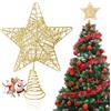 KUAOWT Puntale Albero Natale Oro, Glitter 3D Topper Stella Albero di Natale 18 cm x 23 cm, Forma di Stelle Punta dell'Albero Decorazioni per Accessori Addobbi Albero di Natale