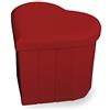 IlGruppone Pouf Contenitore a Forma di Cuore Ecopelle Colore Rosso o Bianco Idea Regalo San Valentino 45 x 41 x 37 Cm - Rosso