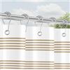 Lerores Tenda da doccia con anelli in metallo 180x200 cm, motivo a righe beige, fondo pesante antimuffa, in tessuto impermeabile, lavabile, set di tende da bagno in poliestere con occhielli per bagno, vasca