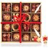 COM-FOUR® Set da 56 pezzi Decorazioni per alberi di Natale - Decorazioni per alberi di Natale in paglia - Stelle di paglia in diversi modelli