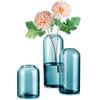 Inweder Set di 3 vasi di vetro blu per fiori, moderne decorazioni da tavola per Natale, piccoli vaso di vetro per centrotavola di nozze e feste nuziali