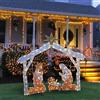 MIHTRA Ornamento da Giardino per Esterni, presepe illuminata per Esterni,Set di natività Natalizia, presepe Illuminato a LED Sacra Famiglia per Cortile, All'aperto Yard Decorazioni Natalizie ( Color : A )