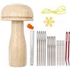 SWTHM Kit per rammendare funghi in legno, con 17 aghi da cucito per fai da te, calzini, vestiti, cappelli, sciarpe
