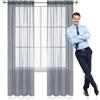 GAIFNAG Tende Oscuranti per Interni 70 x 260 cm Termiche Isolanti, Voile Trasparenti con Occhiell Tende Tenda a Pannello Traslucido Tende per Porta Finestra, Decorazione, Grigio Chiaro