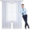 GAIFNAG Tende Voile in Poliestere 100 x 160 cm Termiche Isolanti, Voile Trasparenti con Occhiell Tende Tende Coprente Termiche Isolanti per Camera da Letto Salotto, Bianco
