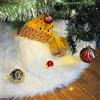 JingZhouYang Gonna dell'albero di Natale, JingZhouYang 35inch/90cm bianca morbida pelliccia sintetica albero di Natale Mat gonne per il partito di Natale e la decorazione del partito di Capodanno
