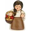 THUN - Presepe 2022 - Statuina Presepe Donna al Mercato in Ceramica Decorata a Mano, Versione Vestito Bianco - Linea Presepe Classico - 5,8x5x8 cm h