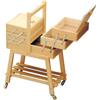 Panetta Casalinghi Cestino da Cucito in Legno a 3 Piani con Ruote, in Legno di Noce/Naturale, 24 x 20 x 53 cm