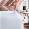 Wolkenfeld Coprimaterasso una piazza e mezza in cotone premium 140x200cm a 160x200cm - Altezza materasso fino a 20cm - Bianco