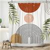 ASDCXZ Tenda da doccia in tessuto impermeabile, stile bohémien, 180 x 240 cm, stile astratto moderno, con foglie verdi, per esterni, lavabile, in poliestere, con 12 ganci