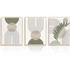 Dazzlewall Poster Decorazione Murale Astratta Boho Verde Salvia e Beige, Poster Murale Geometrico Minimalista per Camera da Letto Soggiorno 12x16 in Senza Cornice Set di 3