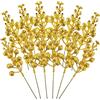 LATERN 14Pz Gambi di Bacche Glitterate di Natale, 19CM Simulazione Artificiale di Natale Picks Holly Berries Pine Branch per Gli Ornamenti Dell'albero di Natales, Ghirlanda di Natales Fai Da Te (Oro)