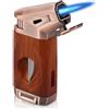 GBKDQQ Accendisigari con taglierino, accendisigari, accendino a gas Jetflame ricaricabile, accendino a gas con grande serbatoio e finestra di visualizzazione, resistente al vento, pronto per il regalo