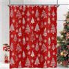 Hnmdmyi Tenda da doccia Natale 180x200, rosso e bianco albero di Natale inverno fiocco di neve felice anno nuovo vacanza tenda da bagno impermeabile poliestere tessuto lavabile con ganci