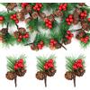 GMMG 20 Pezzi Bacche Rosse Rami di Pino Artificiale di Natale