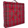 Tata Home Cuscino per Sedie Cucina 40x40 cm Cuscino Mattonella Sedia da Interno ed Esterno Cuscino Pavimento Materasso Trapuntato Imbottito Altezza 8 cm Mod. Scozzese Rosso (2 PEZZI)