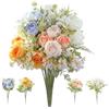 Hevysuo 4 pezzi Peonie Artificiali,Bouquet di Fiori Artificiali 32cm per Casa Matrimonio Compleanno Centrotavola Composizione,Blu/Rosa/Giallo/Bianco
