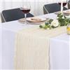 Jumdast Runner da Tavolo, Runner Tavola Moderno Mussola Chiffon Formaggio Centrino Moderno per Decorarenun Tavolo di un Matrimoni Compleanno Battesimo Comunione (Avorio, 90 x 180 cm)