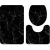 Sticker Superb. Set di Tappeti da Bagno Tappetino da Bagno Antiscivolo in Memory Foam Copriwater Set da 3 Pezzi, Tappeto con Profilo a U in Flanella Marmo Modello 3D, Zerbino, Copertura (Nero,60×90 cm 3PCS)