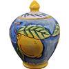 Sicilia Bedda - SALVADANAIO IN CERAMICA DI CALTAGIRONE - Prodotto Realizzato interamente a Mano - Vari Decori (Altezza 30 Centimetri, Decoro Limoni Blu)