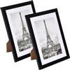 Marjoramy Set di 2 cornici portafoto 21 x 14,8 cm, in legno nero con passepartout e vetro acrilico, robuste cornici in MDF per foto, poster, documenti e certificati, cornice da parete con supporto (A5