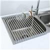 AERREGI Scolapiatti Pieghevole Acciaio Inox per Lavello - Arrotolabile Salvaspazio - Grigio/Nero - Diverse Misure - Tappetino Scolapiatti Multiuso per Cucina (Grigio, 45X35 Centimetri)