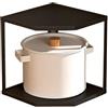 Tyenaza Scaffale angolare da cucina piccolo, supporto per pentole stabile in acciaio al carbonio salvaspazio a forma di ventaglio per pentole (2 Layer Black)