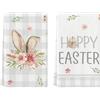 Artoid Mode Set di 2 strofinacci da cucina con motivo a quadri di bufalo, fiori, orecchie di coniglio, uova di Pasqua, Pasqua, 42 x 65 cm Happy Easter decorazione primavera