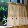 A.Monamour Tenda corta per piccole finestre, in cotone e lino, a quadri, con ciliegia rossa, opaca, mantovana per finestra per cucina, bar, camera da letto, armadio, tenda per porta