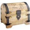 Casa Vivente Scrigno in Legno Chiaro con Incisione Personalizzata con Nomi e Data, Motivo Sposi, Forziere Vintage, Idea Regalo Nozze