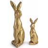khevga Set di 2 decorazioni pasquali a forma di coniglio in oro - Figure decorative pasquali in poliresina, conigli decorativi lucidi moderni, decorazione da tavolo di Pasqua 22 cm & 13 cm di altezza