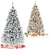 RELAX4LIFE Albero di Natale Innevato 180/225 cm con Luci Incorporate, 600/1010 Rami Folti e 250/450 Luci LED, Abete Artificiale Innevato Illuminato Solida Base in Metallo (225cm, Verde+Bianco)