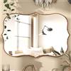SHYFOY Specchio da Parete Moderno, 90 x 60 cm, Grande Specchio da Bagno Oro, Specchio Ondulato Asimmetrico con Cornice in Legno Smerlato, Specchio da Parete Dorato per Soggiorno