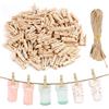 Riybyds 150 Pezzi Mini Mollette in Legno Naturale da 3.5 cm Corda in Iuta da 10M, Pinzas Pequeñas, Clip Versatili per Appendere Foto, Cartoline, Abiti, Decorazioni Fai Da Te, Utilizzo Multifunzionale