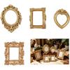NICENEEDED 4 pz Mini Cornice In Resina Vintage, Cornici per Foto Piccole In Oro, Foto Antica Da Appendere Alla Parete Ovale Rettangolare per Esposizione di Gioielli, Decorazione per Feste e Hotel